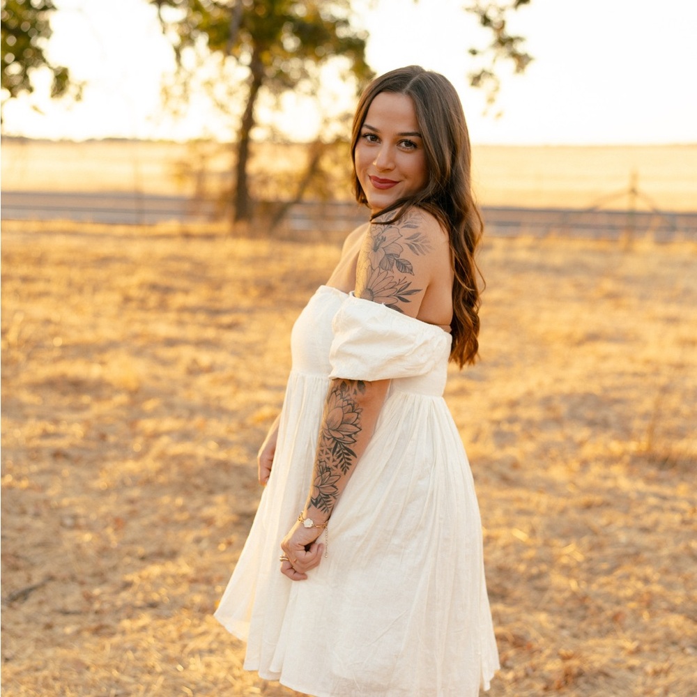 Off-Shoulder Cream Dress